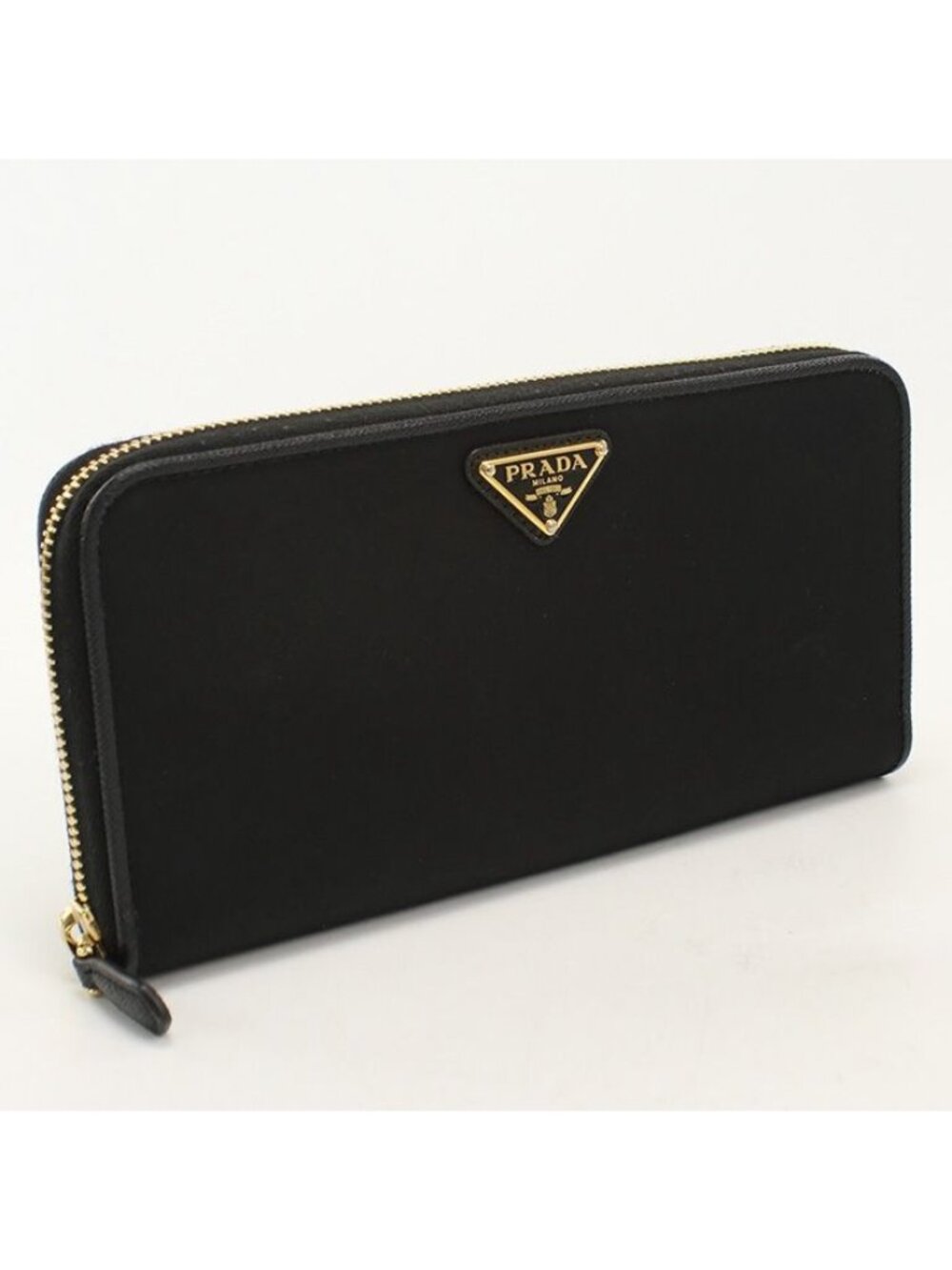 Prada Triangle Logo Wallet Zip Around Nylon